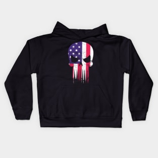 Usa Flag American Skull Military Veteran Patriotic Army  T-Shirt Kids Hoodie